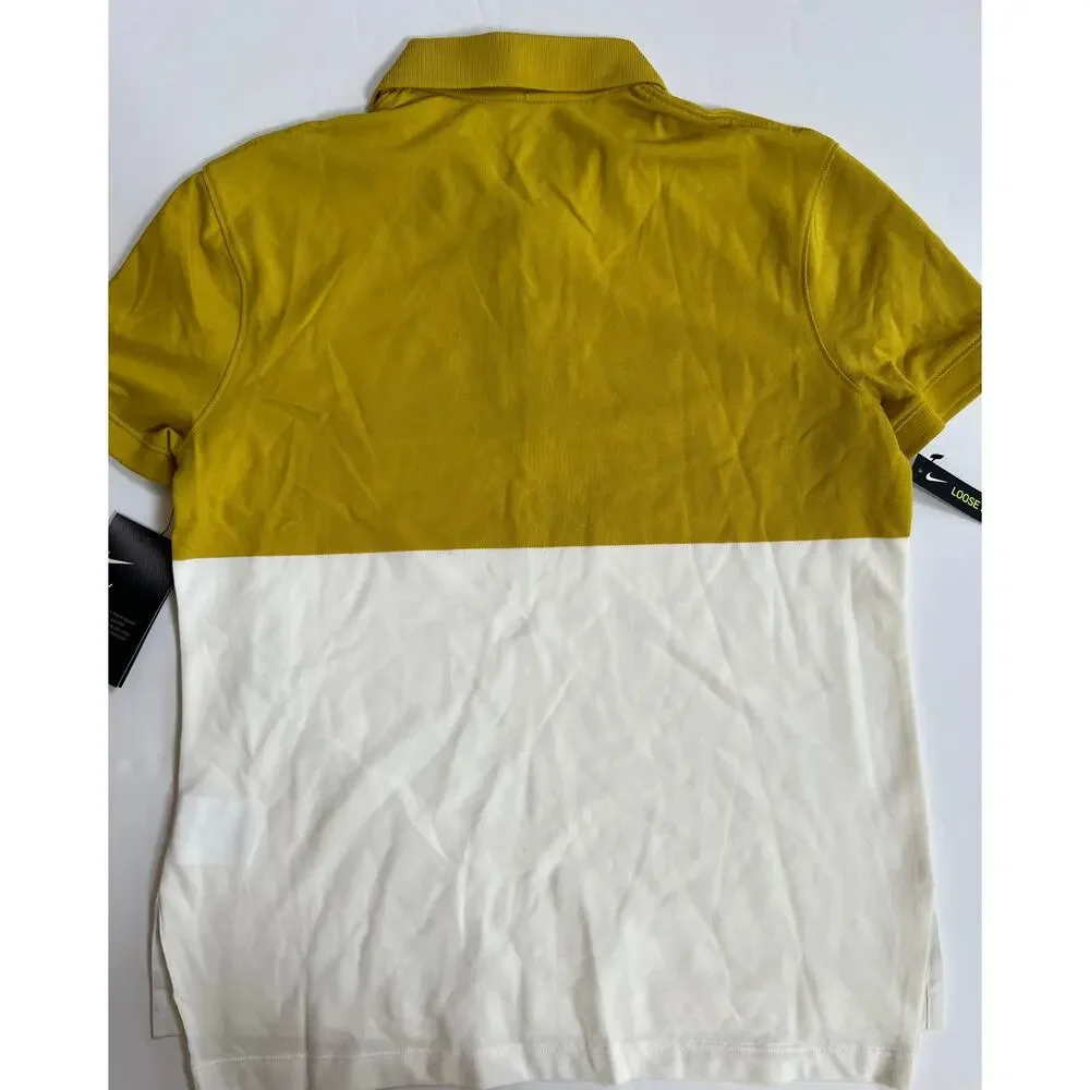 Nike Dri-Fit Yellow Women’s Golf Polo Shirt White Multi BV0186-393 Size S